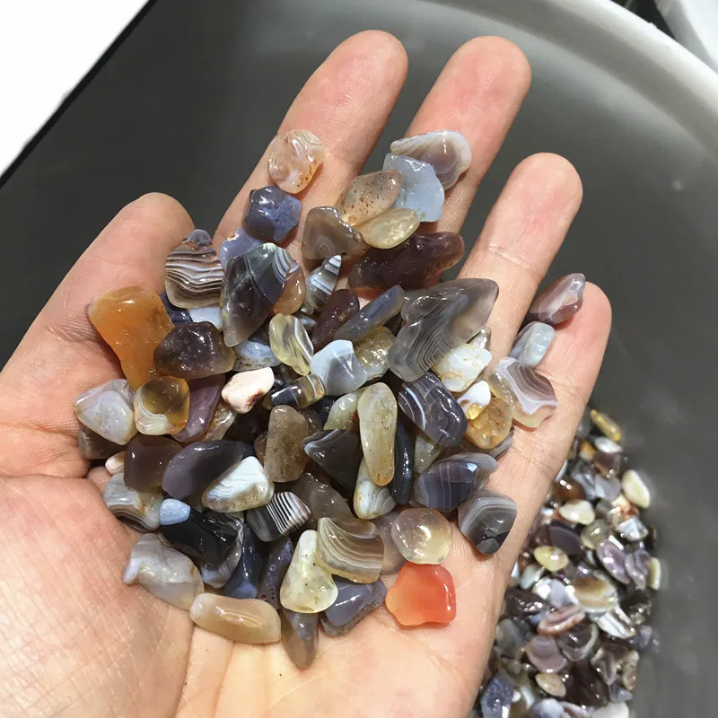 

100G Natural Polished Persia Agate Gravel Striped Tumbled Stones For Fish Tank Decoration