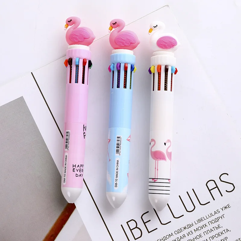 40pcs Kawaii Ballpoint Pen Dinosaur Animal Horse Multicolor 10 In 1 Colored Ball Pens for School Cute Office Supplies Writing images - 6