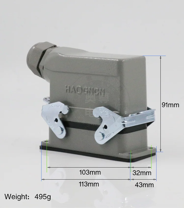 Прямоугольный H16B-HE-016-1 тяжелый 16-контактный разъем линии 16 a500v винтовая стопа