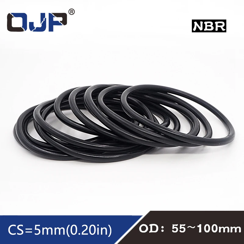 

10PCS/lot Rubber Ring Black NBR Sealing O-Ring CS5mm OD55/60/65/70/75/80/85/90/95/100mm Nitrile O Ring Seal Oring Gasket Rings