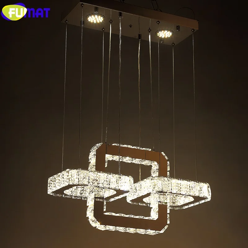 

Кольцевой квадратный подвесной светильник FUMAT Crystal K9 из нержавеющей стали, светодиодный подвесной светильник в современном стиле, подвесно...