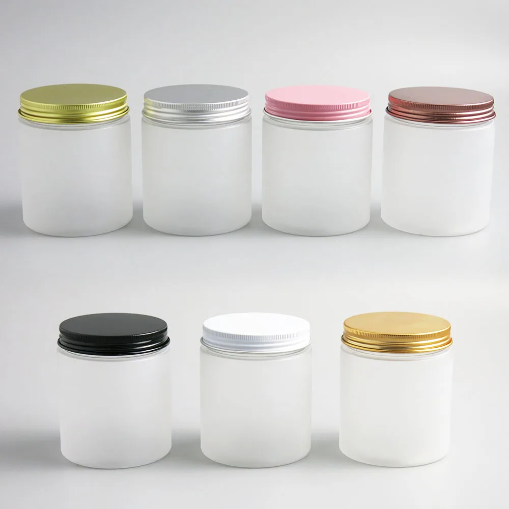 

24 x 250g Empty Frost Skin Care Lotion Containers Cream Jars 250cc 250ml for Cosmetics Packaging Plastic Bottles With Metal Lids
