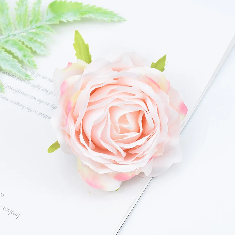 light pink Высокое качество 8 см Шелковая головка розы цветок стены Искусственные декоративные цветы для скрапбукинга поддельные растения Свадебные украшения дома - Цвет: light pink