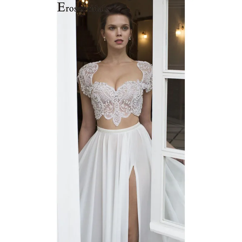 Новое поступление 2019 свадебные платья Erosebridal из двух частей короткий топ