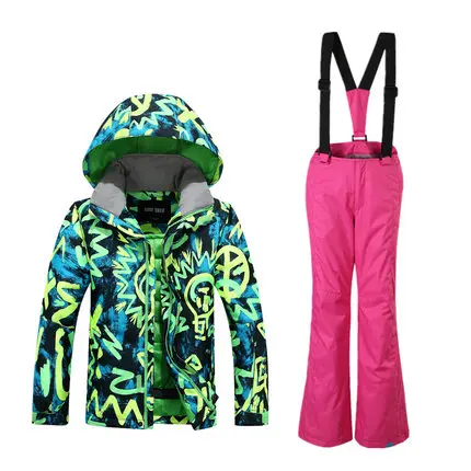 

2017 New GSOU SNOW Children's Ski Suit Boy Ski suit Windproof Waterproof Breathable Warm Ski Jacket Ski Trousers Size XS-M