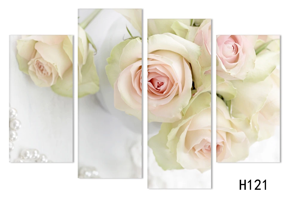 4 шт. Печать холст стены искусства Красивые розы куадро украшения масляной