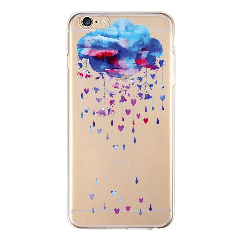 Мягкий прозрачный чехол из ТПУ с цветочным рисунком для iPhone 4/4S 5 5S 6 6plus 7 8plus x милый