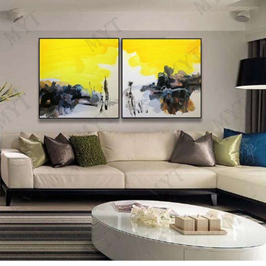 100% ручная роспись маслом абстрактные животные золотые рыбки Картина на холсте