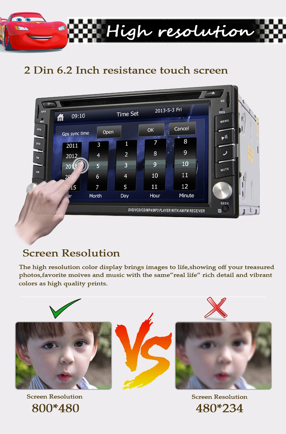 EinCar touch Screen Universal Double 2 Din Bluetooth In Dash Car CD DVD Player GPS Radio SWC USB RDS AM/FM Stereo Receiver | Автомобили и