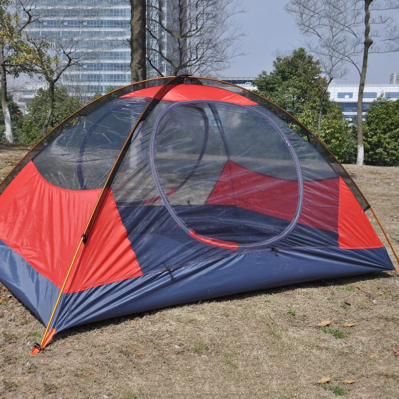 Online 2 Menschen Orange/Rot/Blau Doppel Schicht Im Zelte Wasserdicht Schnee-regendicht Schnee Kleid Aluminium Pole Wandern Camping Zelt