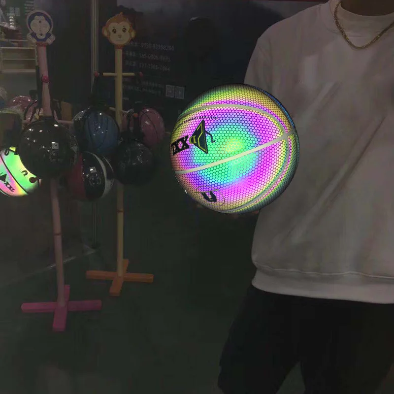 Светящийся баскетбольный ночной игровой уличный ПУ светящийся Радужный