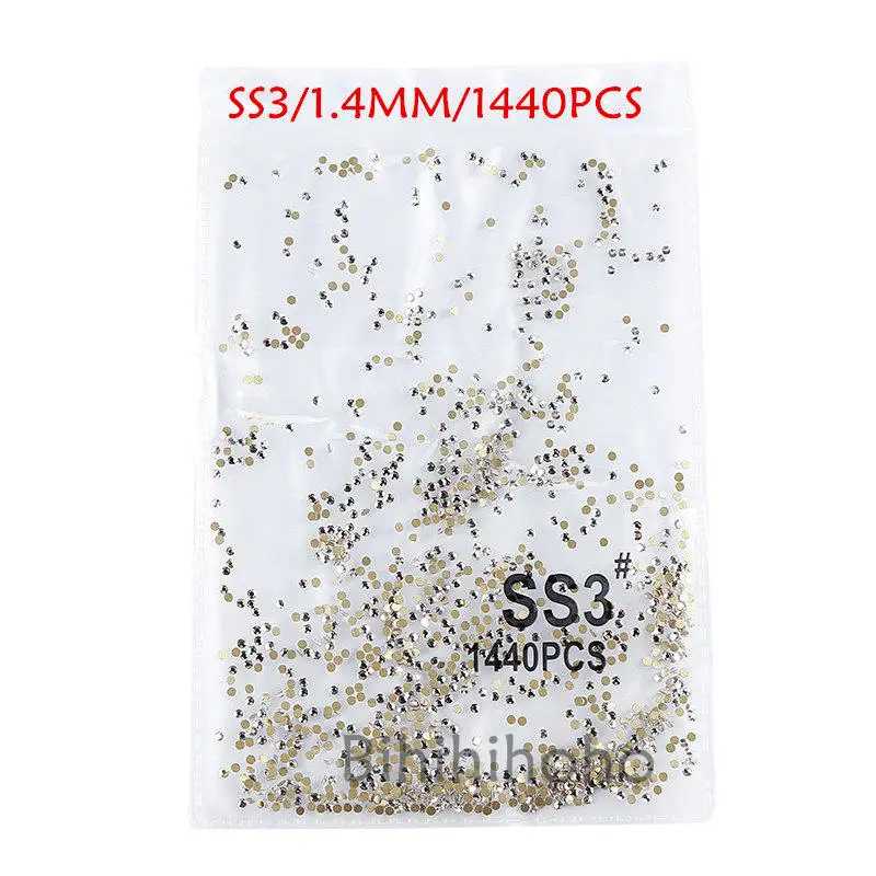 gold white ss3 SS3-SS8 1440 шт. с плоской задней поверхностью для маникюра кристаллы, стразы для дизайна ногтей, 3d-украшения для ногтей DIY Стекло драгоценные камни AB прозрачные украшения - Цвет: gold white ss3