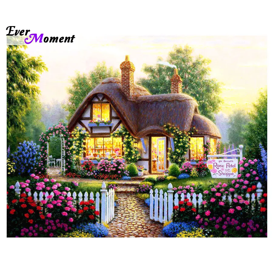 

diamond Painting landscape Cross Stitch Kit European villa Diamonds Embroidery Painting Diamond Mosaic Home Decoration ASF051