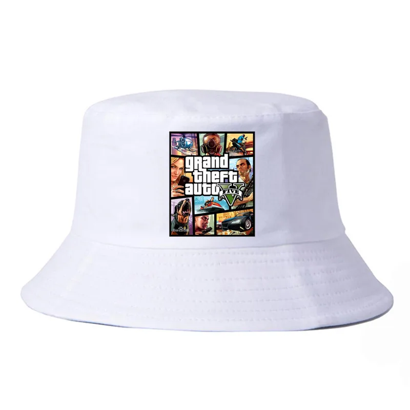Мода Grand Theft Auto V 5 GTA 5 шляпы ведра Горячая игра GTA 5 вентиляторы Кепка летняя Рыбацкая шляпа для рыбалки женские шапки boonie - Цвет: Белый