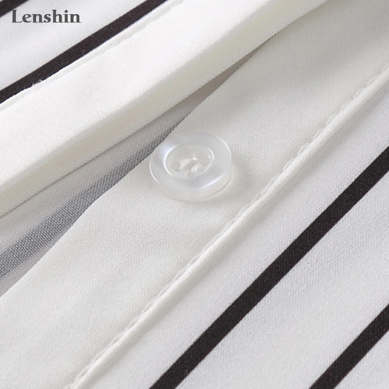 Элегантная модная летняя полосатая рубашка Lenshin с коротким рукавом Женская