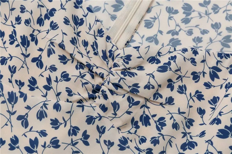 Bazaleas Vintage Split vestido Chic Navy tulip Print Summer Dress Slim Center Ruched women midi dress drop shipping | Женская одежда