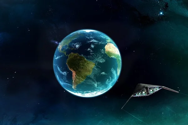 Космическое пространство земля Фантастическое искусство космические корабли