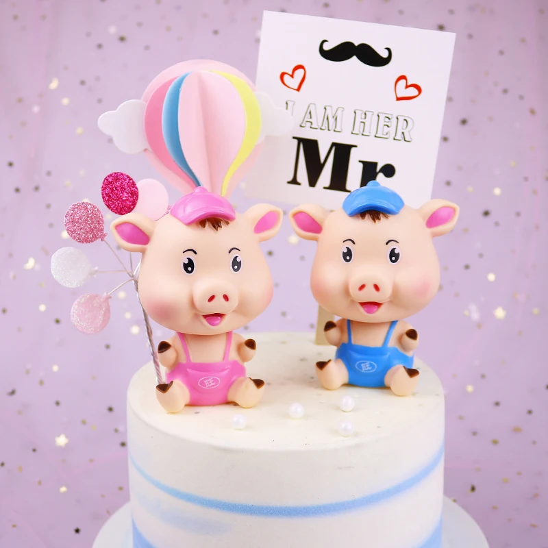 Creative Car Shaking Head Pig Model Ornaments Cartoon Cute Silicone Puppy Figurines Cake Baking Decoration Gifts | Дом и сад