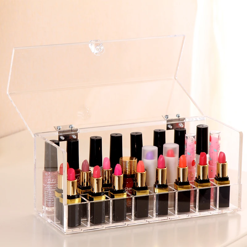 AF 12 Grids Transparent Acrylic Lipstick Holder Lip Gloss Storage Clear Lipgloss Organizer For Box | Дом и сад