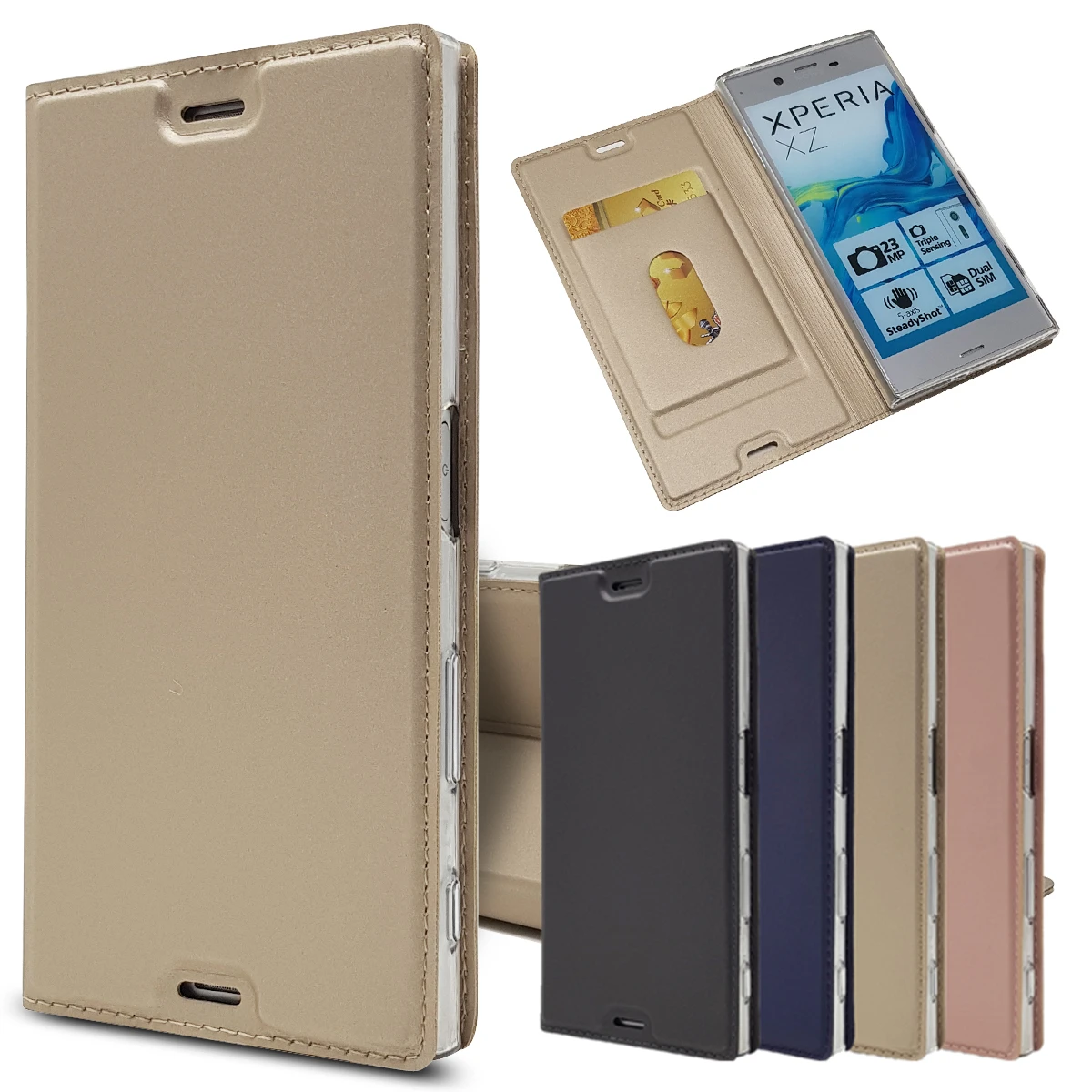 Ультратонкий Магнитный чехол Модный для Sony Xperia XZ XZs футляр карт матовые сенсорные