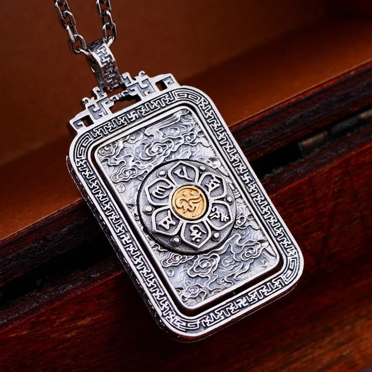 Men's Thai silver pendant S925 pure silver jewelry six words, Jinggang peper exquisite craft transfer wholesale