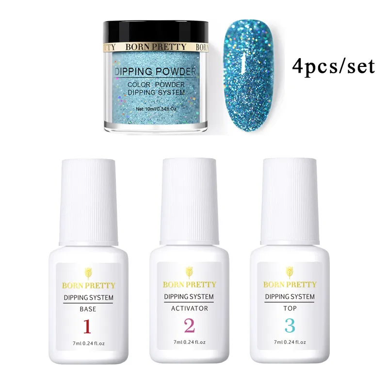 set 9 Born pretty, голографическая пудра для ногтей, блеск без лампы, пудра для ногтей, базовый топ-активатор, набор для украшения ногтей - Цвет: set 9