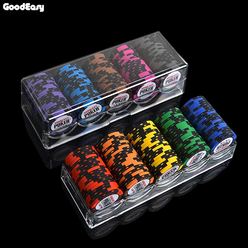 14 г глиняные чипсы наборы с акриловой коробкой казино Корона покер цветов