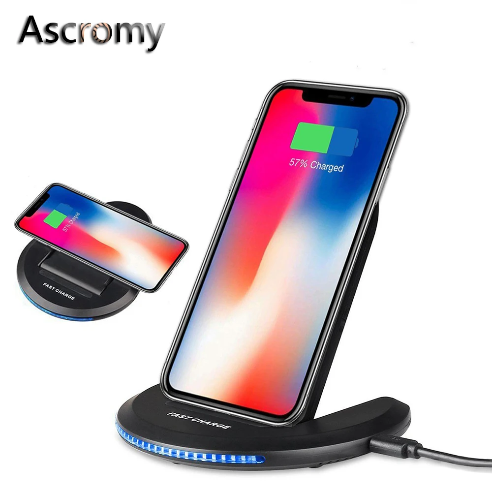 Ascromy быстрая Беспроводная зарядка Складная подставка для Samsung Galaxy Note 8 S8 Plus S9 iPhone X