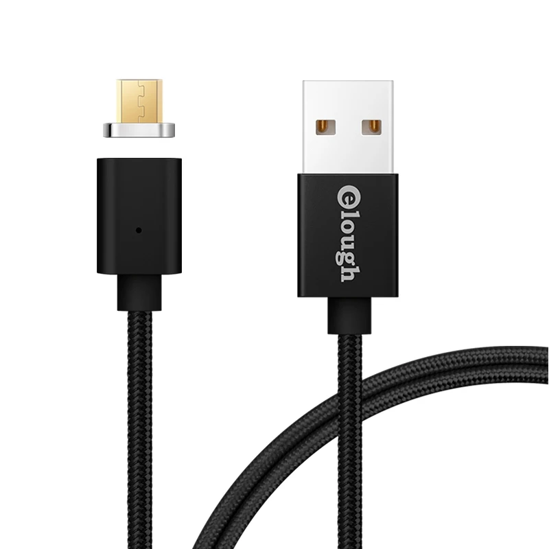 Elough E04 Магнитный USB кабель для Microusb мобильного телефона, кабель для быстрой зарядки, магнитный кабель для зарядки и синхронизации данных, кабель Micro USB - Цвет: Black