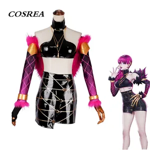 Костюм для косплея LOL KDA Evelynn, пышная фиолетовая шаль, юбка, полный комплект, ПУ костюмы ожерелье для взрослых женщин и девочек
