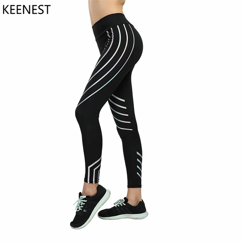 KEENEST Women Yoga Pants Sports Running Sportswear Fitness Leggings Exercise Gym Compression Tights Noctilucent Glowing |