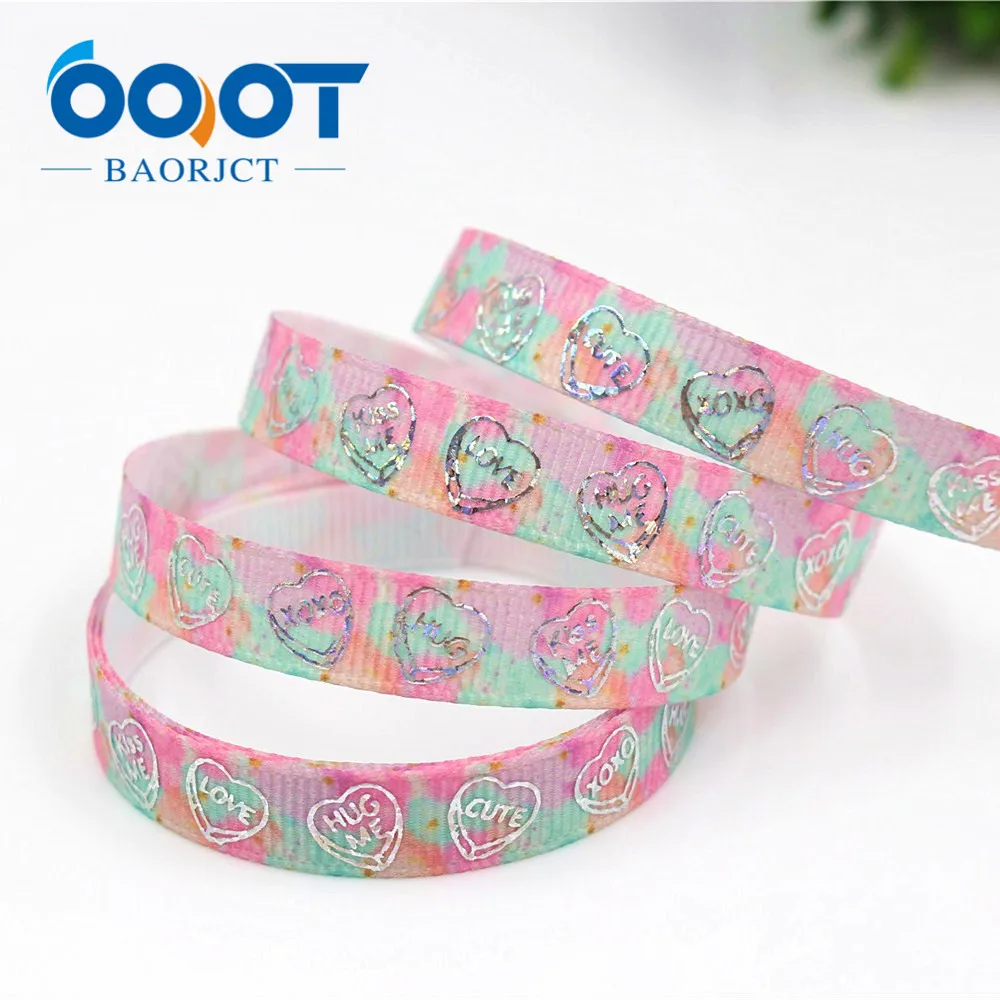 OOOT BAORJCT G 18609 379 10 мм ярдов лазерная серебряная в форме сердца с принтом love корсажная лента сделай сам головной