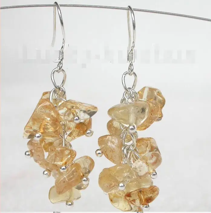 Серьги в стиле барокко из 100% натурального цитрина с крючком серебра 925 пробы