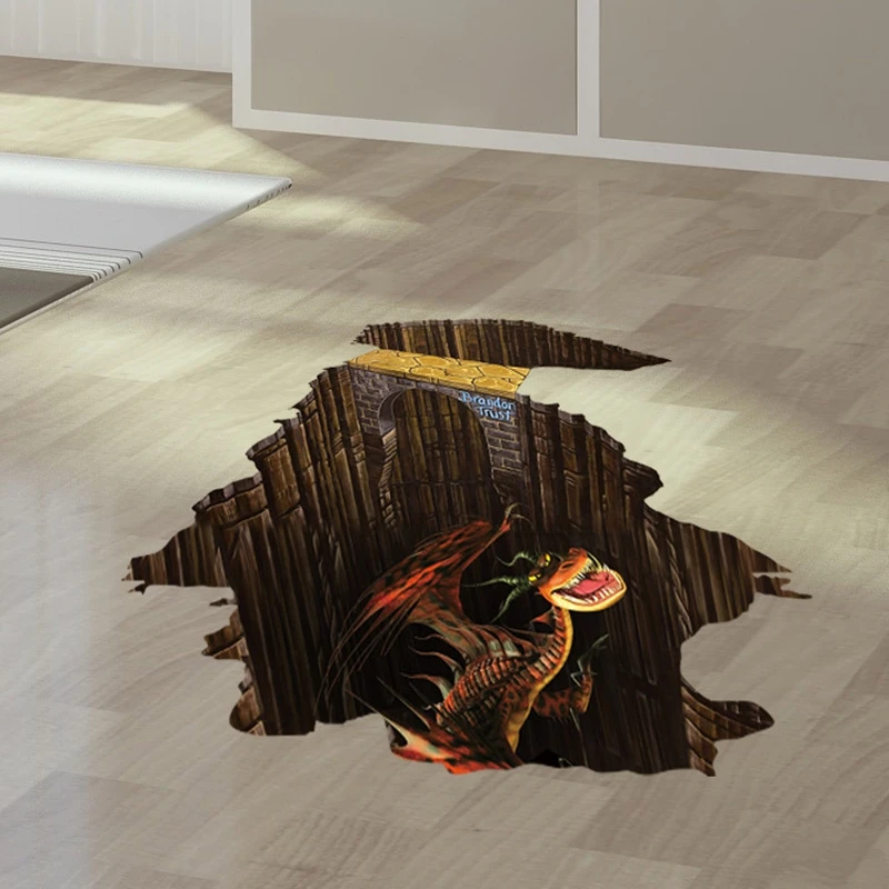 3D DIY ПВХ Съемный Дракон наклейки на пол стену обои Хэллоуина украшения комнаты