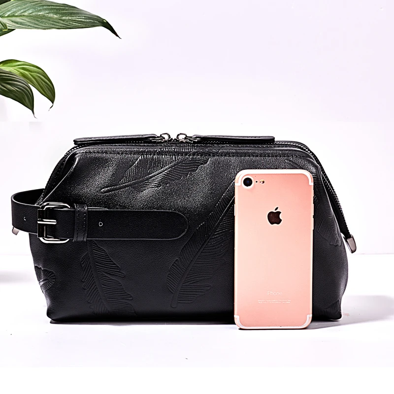 BAQI Men Handbags Genuine Leather Men Clutch Wallets Cow Leather 2018 Fashion Men Casual Bag Designer Ipad Phone Bag Card Holder