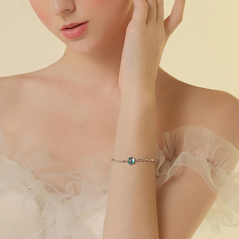 Женский браслет Aurora Design изящное ювелирное изделие из серебра 925 пробы с синим