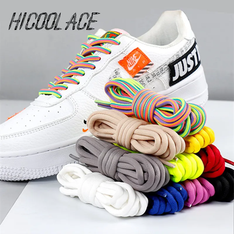 

2020 New Style 100CM/120CM/140CM/160CM White Shoe Laces Round Rainbow Shoelaces Marten Bootlace Thick Shoe Laces for AJ Sneakers