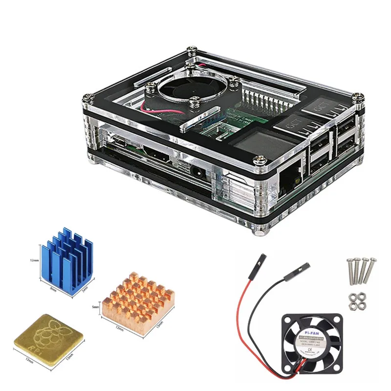 Чехол для корпуса Raspberry Pi чехол с алюминиевым радиатором охлаждающий вентилятор