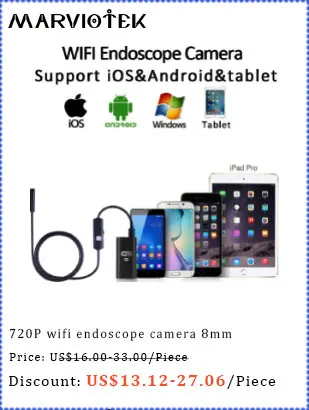 Micro USB Android телефон Бороскоп, эндоскоп, камера 8 мм диаметр 1/1. 5/2/3,5/5 м IP67 водонепроницаемая Мини камера 6 светодиодный USB эндоскоп
