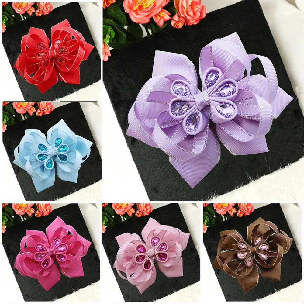 

40pcs Happy Girl Hair Accessories Beautiful New Style 4.5-5" A- Lotus Bows Clips