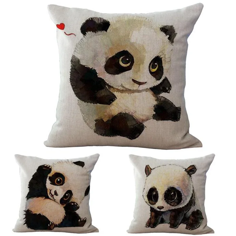

Cute Panda Cannon Cushion Cover Pillow Cases Cotton Linen Creative Panda Printing Throw Pillow Case for Sofa Home Decorative