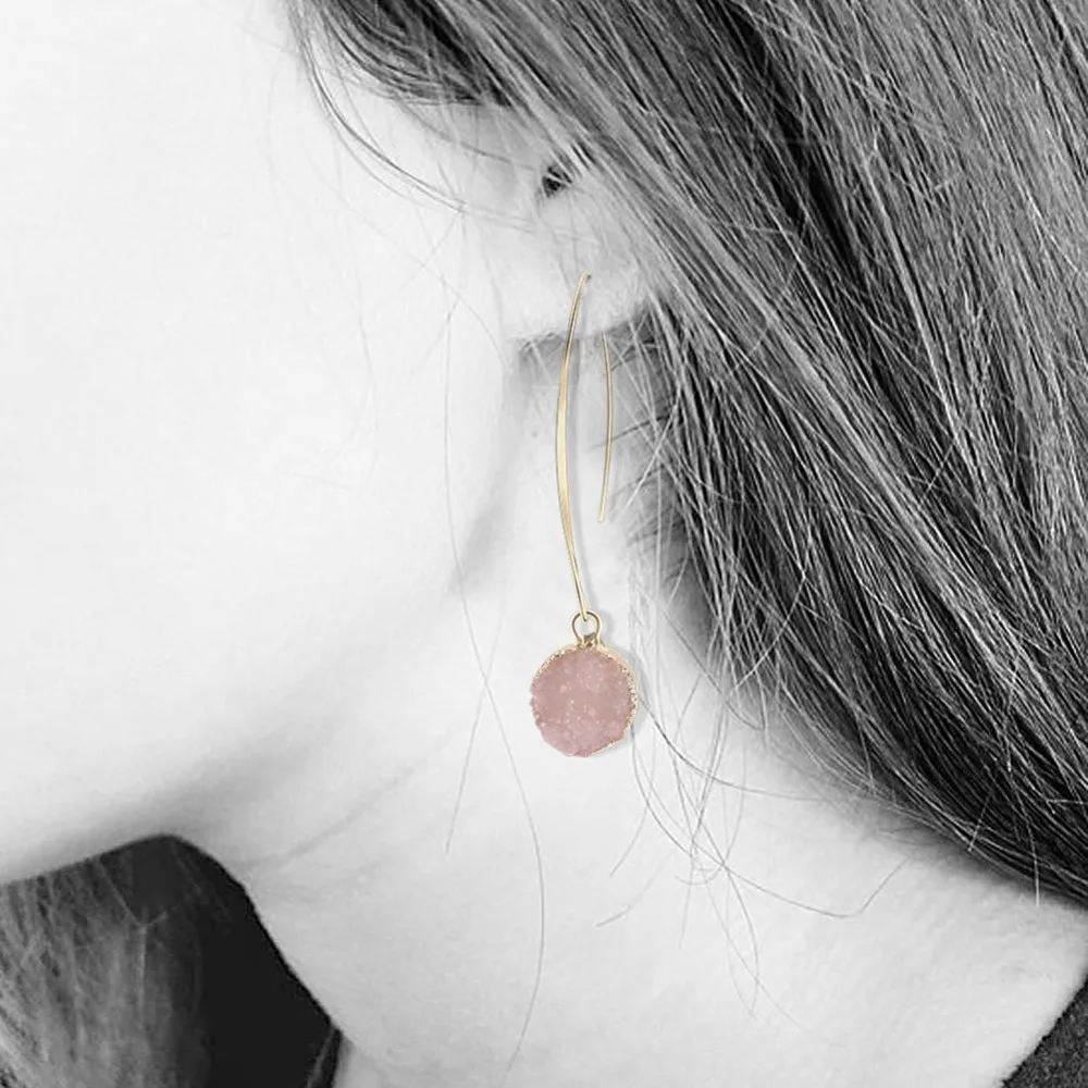 Модные серьги из полимерного камня Druzy Drusy для женщин позолоченные круглые в