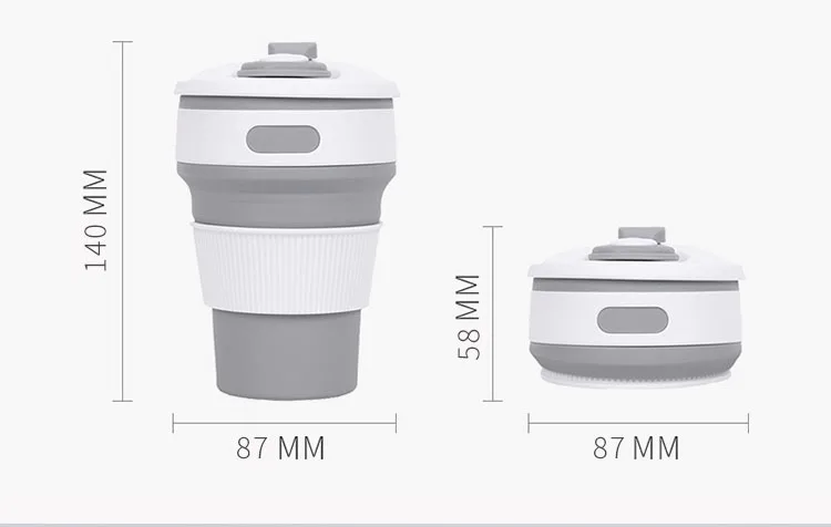 350ml collapsible coffee silicone cup with Lid folding water tea cup reusable travel Drinkware BPA free eco friendly make health