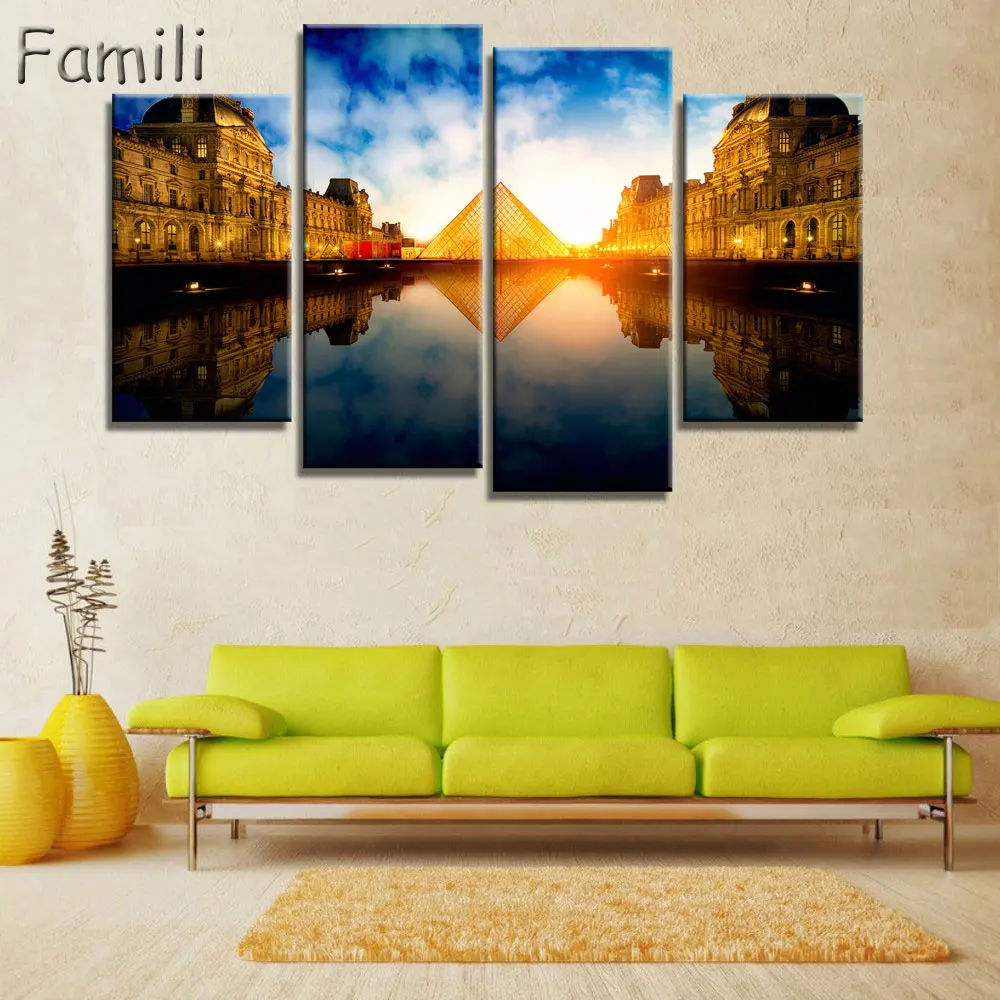 4 панели холст искусство париж триумфальная арка настенная живопись женская