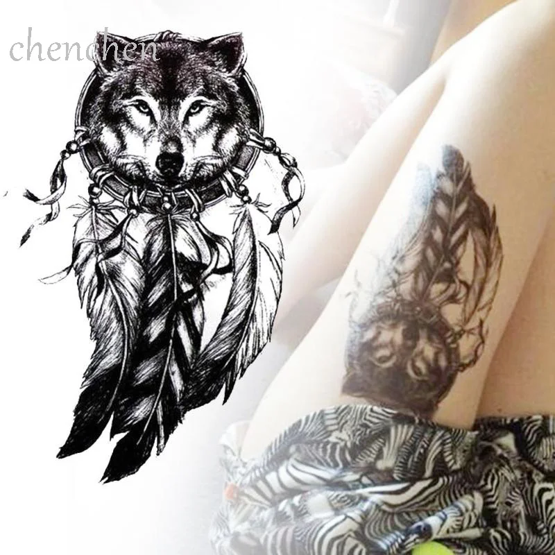 Водостойкая временная татуировка наклейка волк лес животное тату дерево s flash tatoo