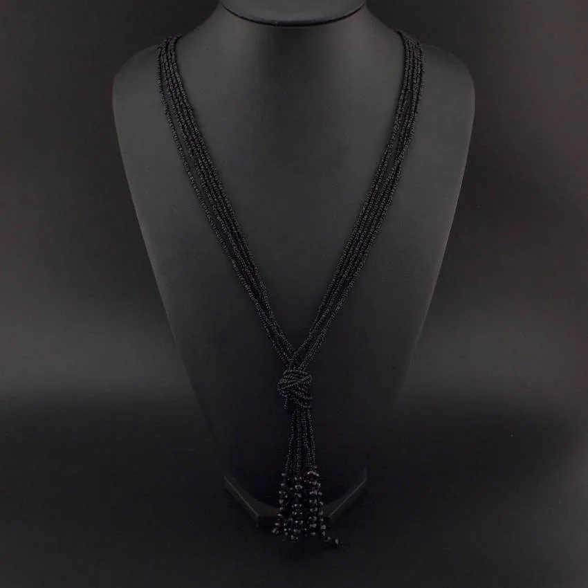 Black MANILAI Bohemia женские ювелирные изделия Модные Акриловые бусы ручной работы кисточки Длинные ожерелья женское платье подарки Этнические принадлежности CE2279 - Окраска металла: Black