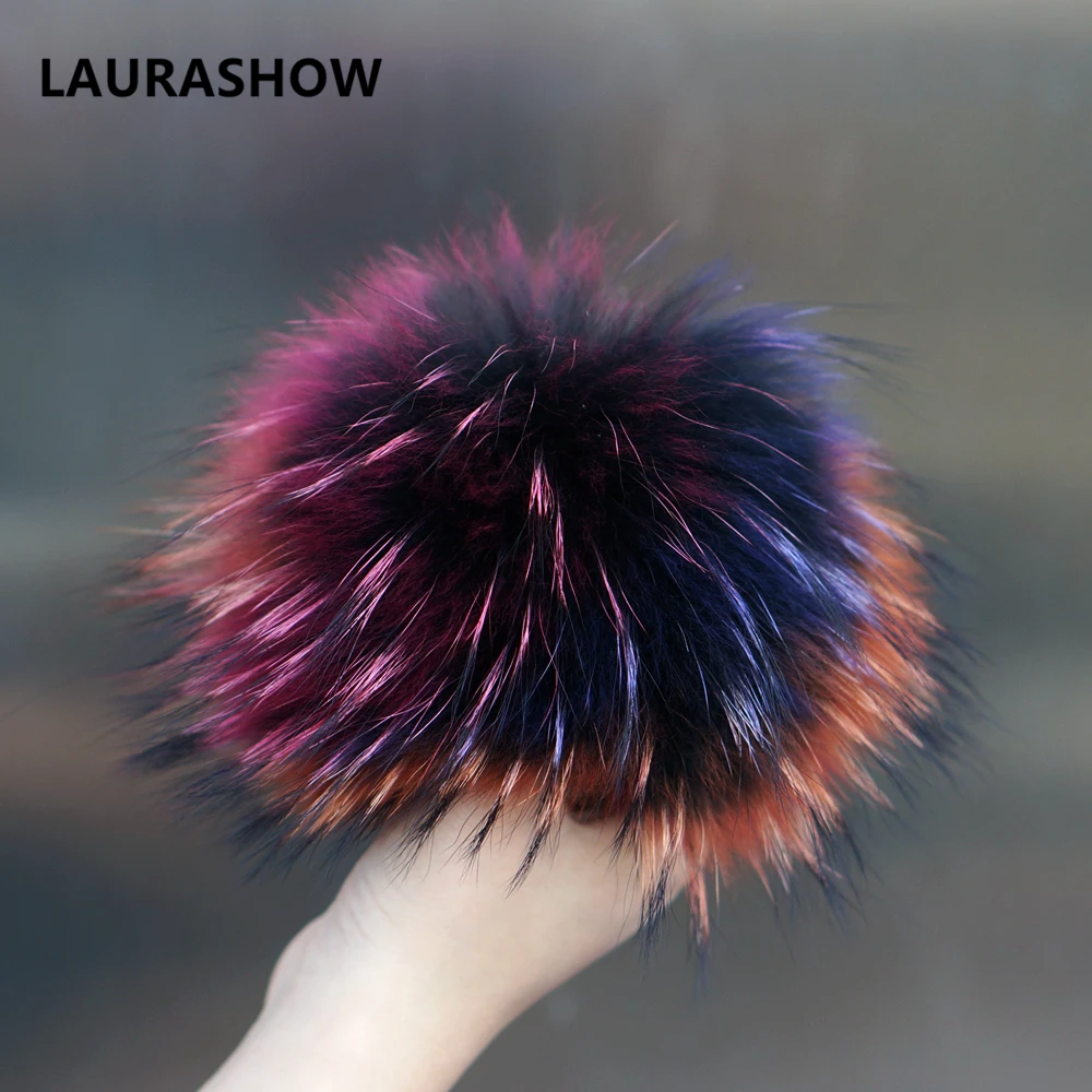 Laurashow 16-17 см многоцветный настоящие енот норка лиса Мех животных мяч 20 красочных Мех животных зимние Пипидастр для обуви сумка шляпа Мех животных Кепки Интимные аксессуары