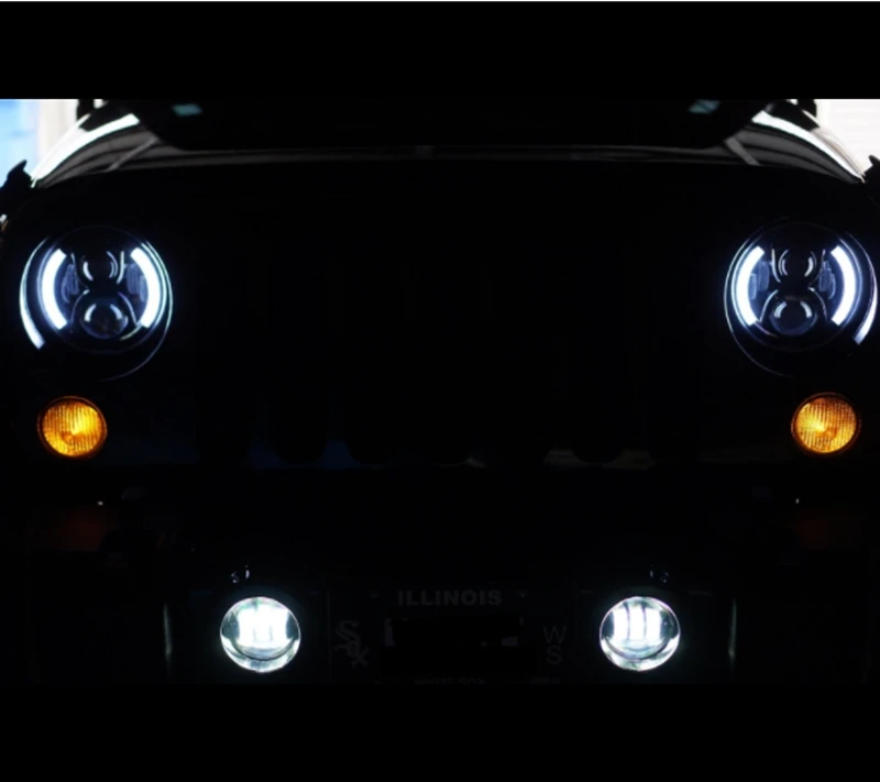 Белый DRL/янтарный 7 &quotсветодиодный фары + 4&quot Светодиодный Противотуманные для Jeep