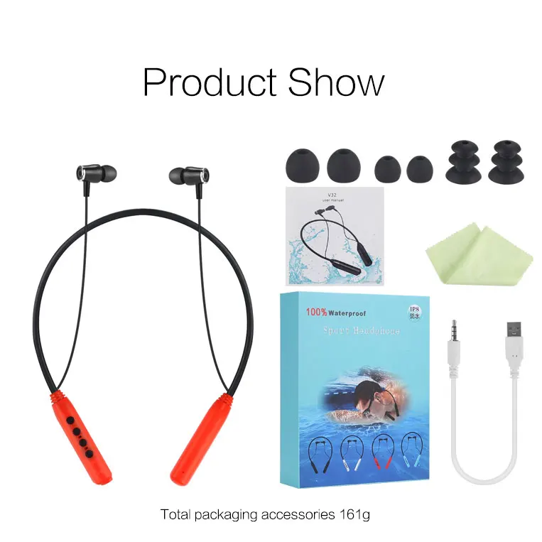 White and BOX IPX8 водонепроницаемый Mp3 плеер Aptx 8 Гб 16 Гб Спортивная Bluetooth гарнитура Музыкальный плеер Walkman Дайвинг наушник для плавания наушники - Цвет: White and BOX