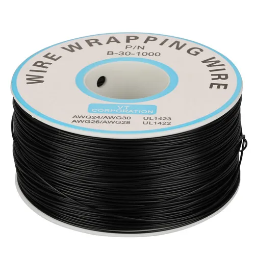 1 рулон проволочной обмотки одинарный медный провод 30AWG кабель 0,25 мм диаметр сердечника электрические провода - Цвет: Черный